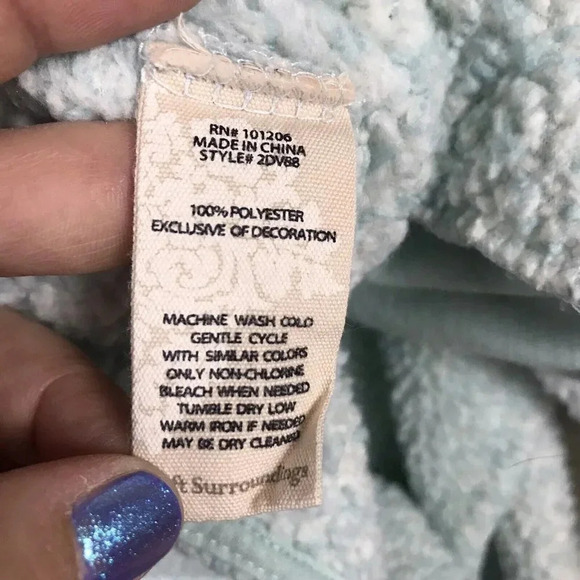 Soft Surroundings Cozy Up Cardi Cardigan Medium M Fleece Pockets Snap Front Blue - Picture 14 of 15